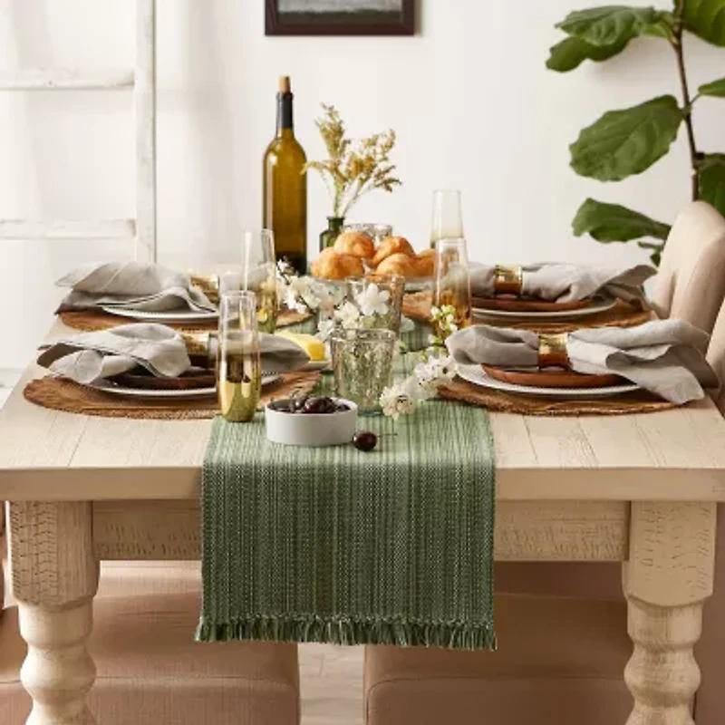 Design Imports Artichoke Variegated Fringe Table Runner