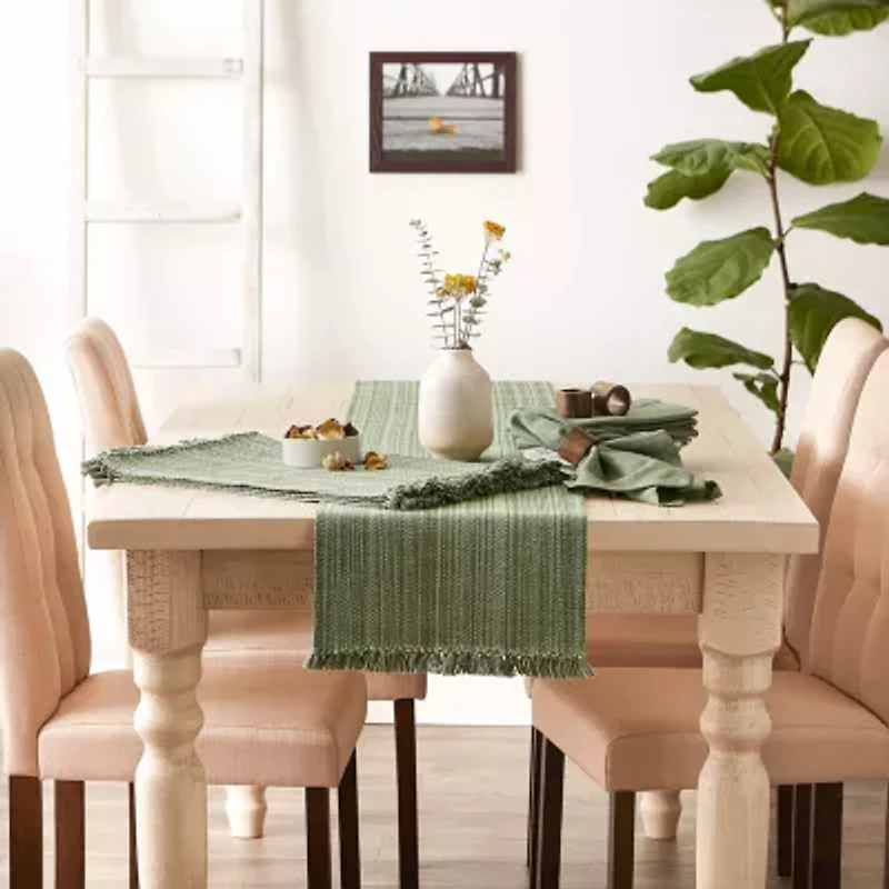 Design Imports Artichoke Variegated Fringe Table Runner