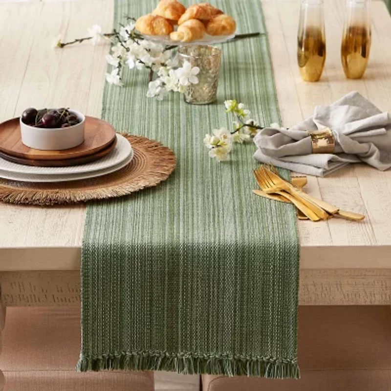 Design Imports Artichoke Variegated Fringe Table Runner