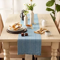 Design Imports Light Blue Variegated Fringe Table Runner