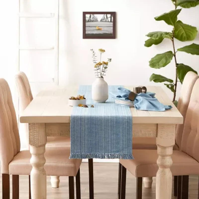 Design Imports Light Blue Variegated Fringe Table Runner