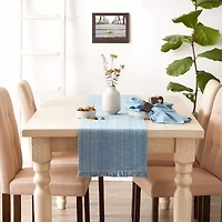 Design Imports Light Blue Variegated Fringe Table Runner