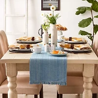 Design Imports Light Blue Variegated Fringe Table Runner