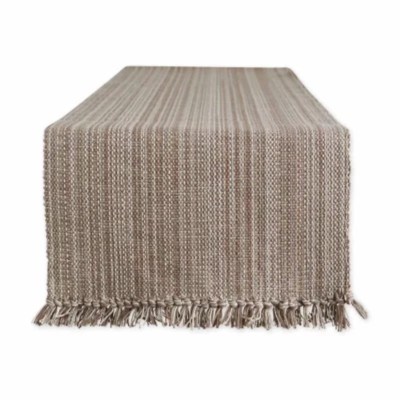 Design Imports Mushroom Variegated Fringe Table Runner