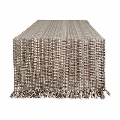 Design Imports Mushroom Variegated Fringe Table Runner