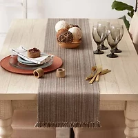 Design Imports Mushroom Variegated Fringe Table Runner
