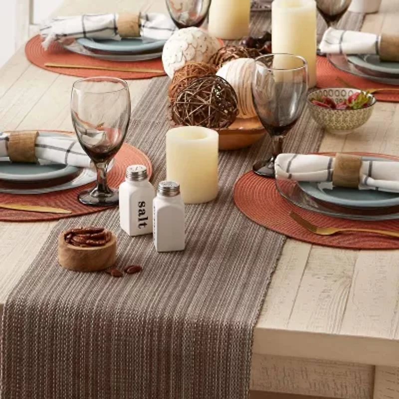 Design Imports Mushroom Variegated Fringe Table Runner