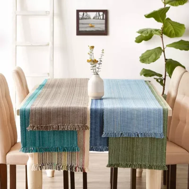 Design Imports Mushroom Variegated Fringe Table Runner
