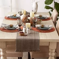 Design Imports Mushroom Variegated Fringe Table Runner