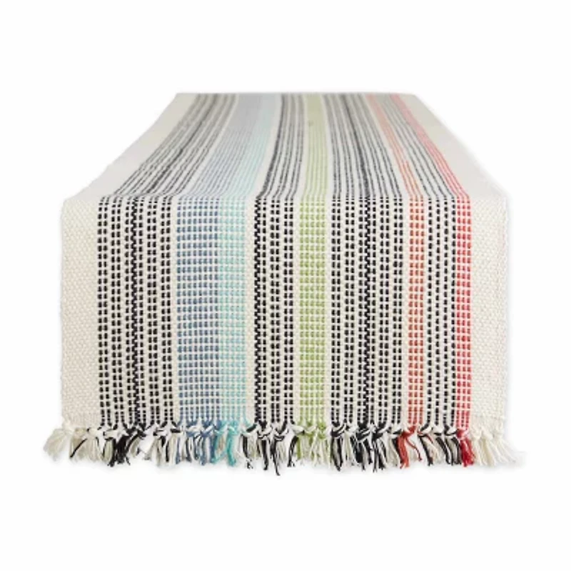 Design Imports Variegated Mediterranean Fringe Table Runner