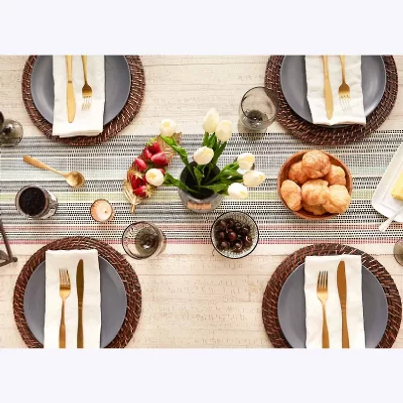 Design Imports Variegated Mediterranean Fringe Table Runner