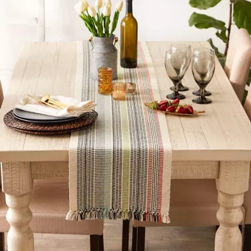 Design Imports Variegated Mediterranean Fringe Table Runner