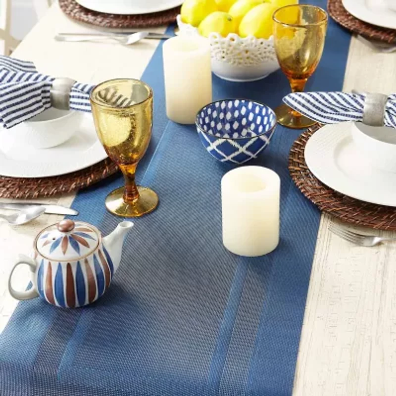 Design Imports Nautical Blue Pvc Doubleframe Table Runner
