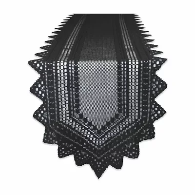 Design Imports Black Nordic Lace Table Runner