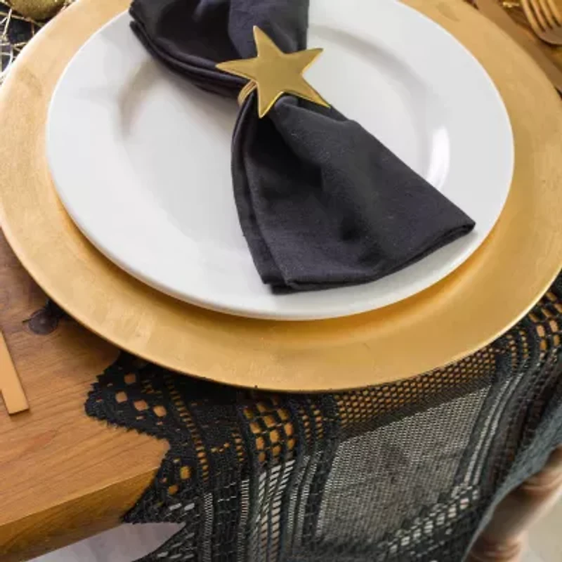 Design Imports Black Nordic Lace Table Runner