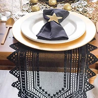 Design Imports Black Nordic Lace Table Runner