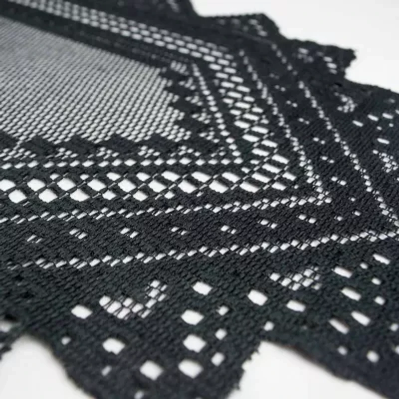 Design Imports Black Nordic Lace Table Runner