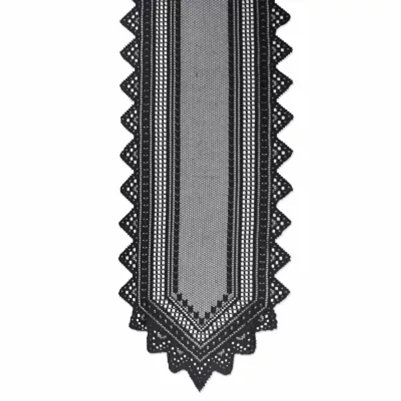 Design Imports Black Nordic Lace Table Runner