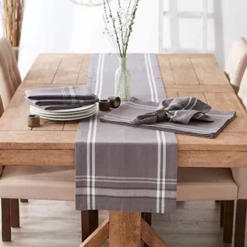 Design Imports Gray French Stripe Table Runner