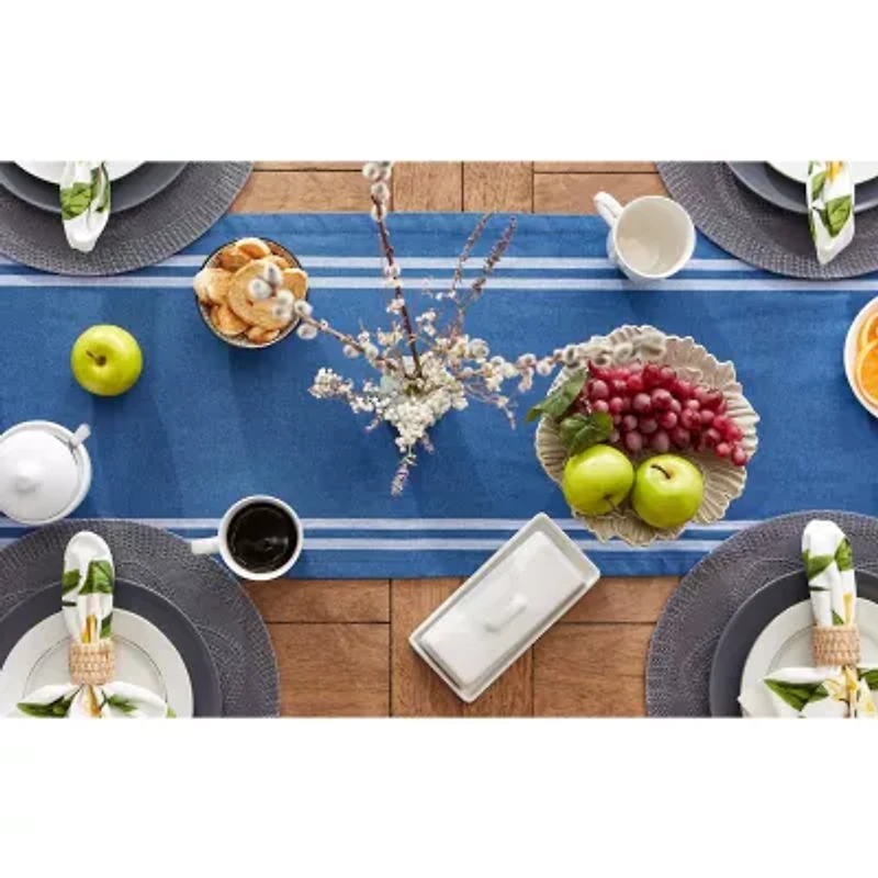 Design Imports Blue Chambray French Stripe Table Runner