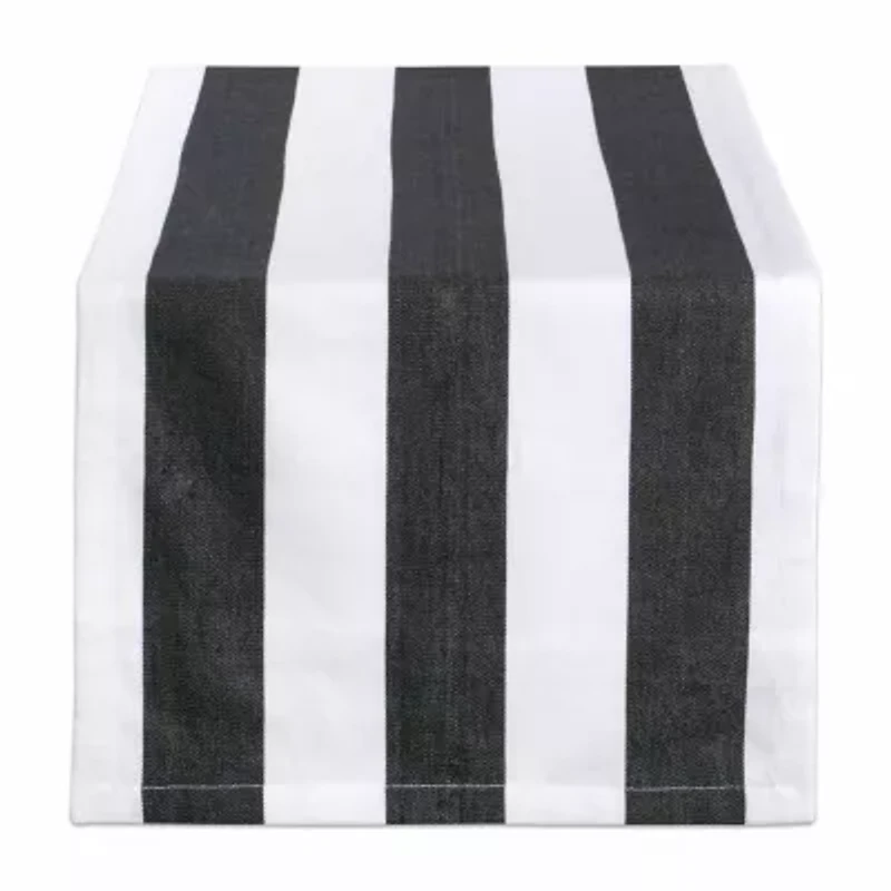 Design Imports Black/White Dobby Stripe Table Runner