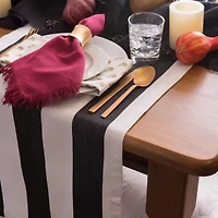 Design Imports Black/White Dobby Stripe Table Runner