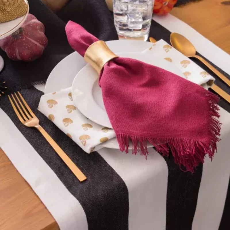 Design Imports Black/White Dobby Stripe Table Runner
