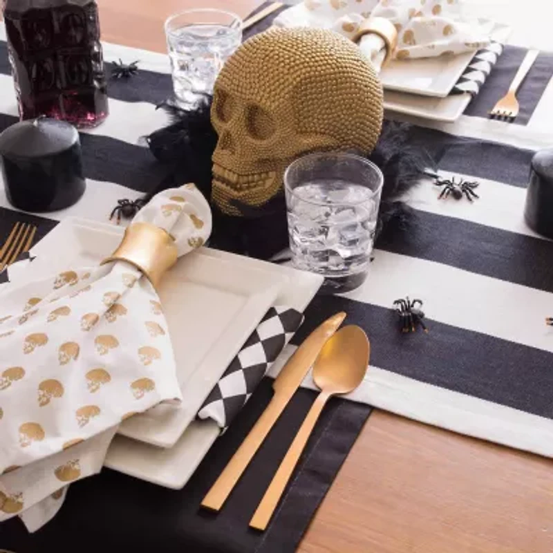 Design Imports Black/White Dobby Stripe Table Runner