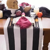 Design Imports Black/White Dobby Stripe Table Runner