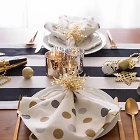 Design Imports Navy/White Dobby Stripe Table Runner