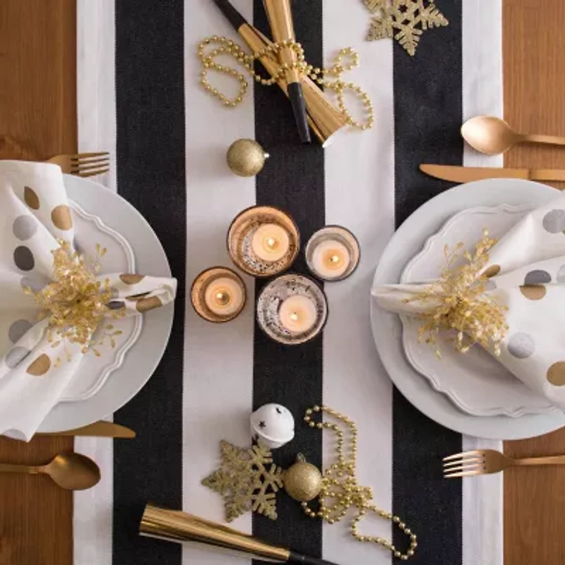Design Imports Navy/White Dobby Stripe Table Runner