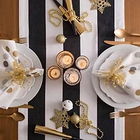 Design Imports Navy/White Dobby Stripe Table Runner