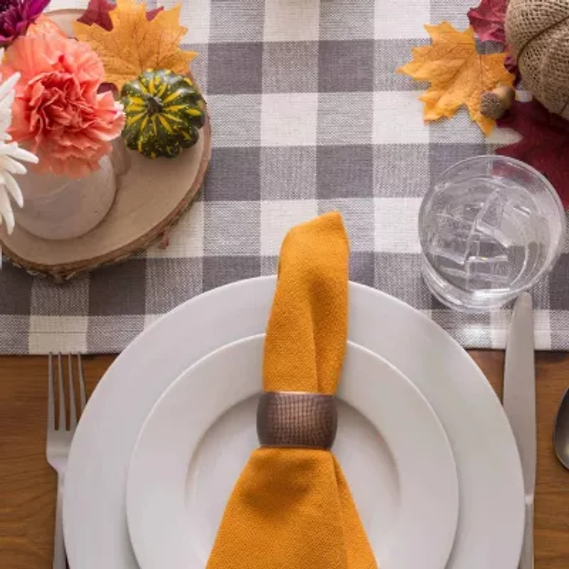 Design Imports Gray Heavyweight Check Fringed Table Runner