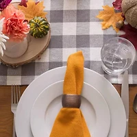 Design Imports Gray Heavyweight Check Fringed Table Runner