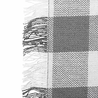 Design Imports Gray Heavyweight Check Fringed Table Runner