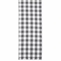 Design Imports Gray Heavyweight Check Fringed Table Runner