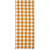 Design Imports Pumpkin Spice Heavyweight Check Fringed Table Runner