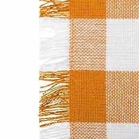 Design Imports Pumpkin Spice Heavyweight Check Fringed Table Runner