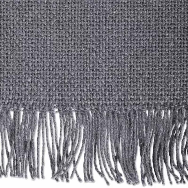 Design Imports Gray Solid Heavyweight Fringed Table Runner