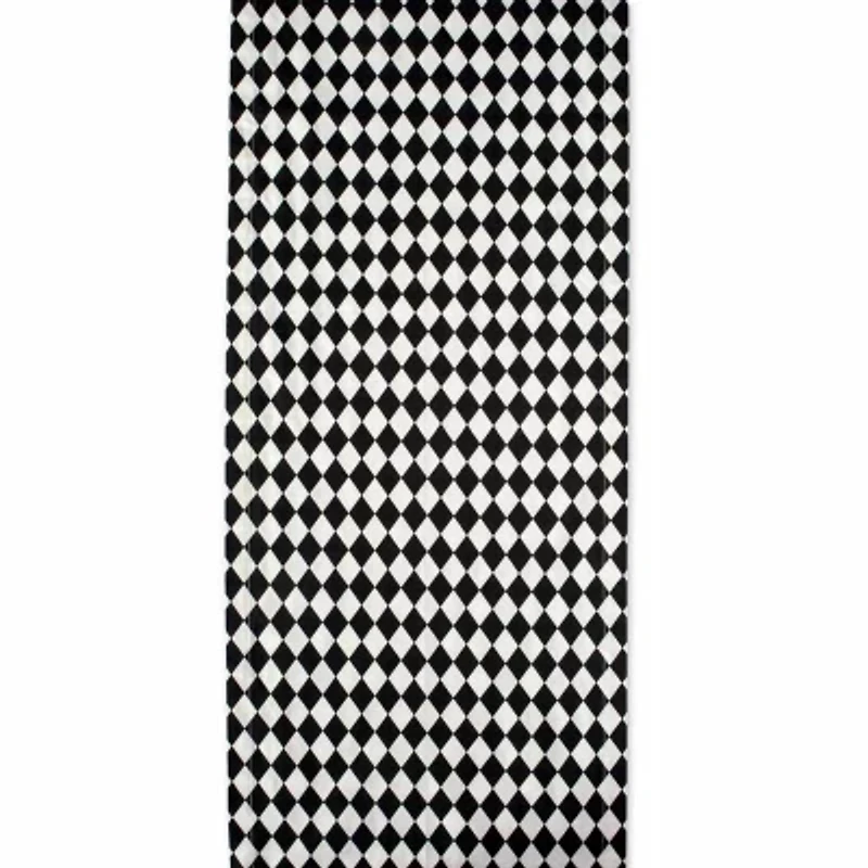 Design Imports Black And Cream Harlequin Print Table Runner