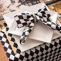 Design Imports Black And Cream Harlequin Print Table Runner