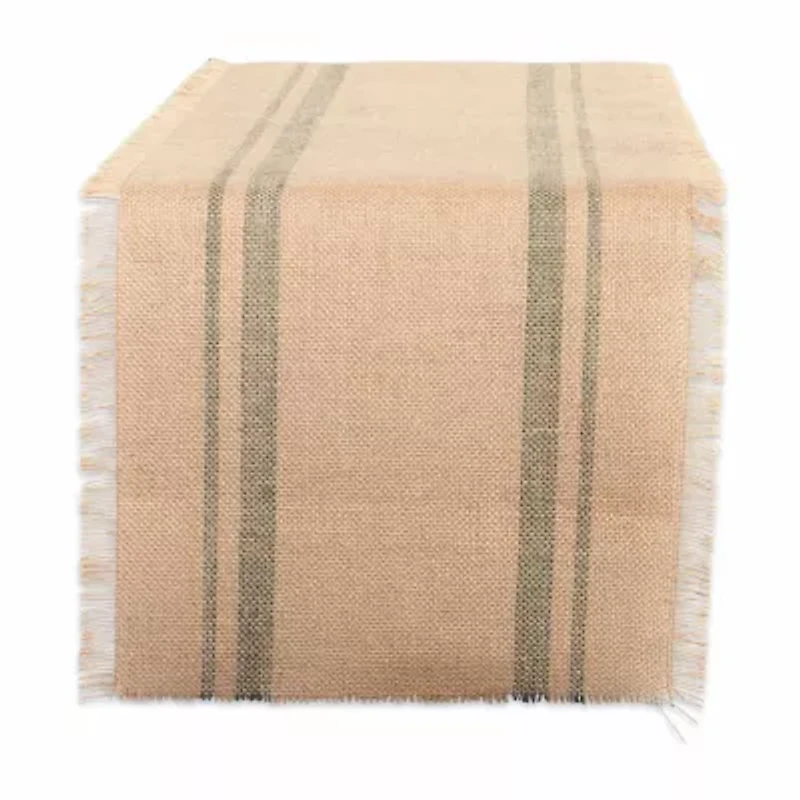Design Imports Mineral Double Border Burlap Table Runner