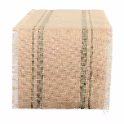 Design Imports Mineral Double Border Burlap Table Runner