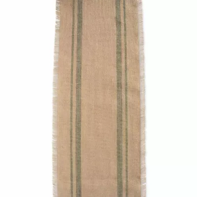 Design Imports Mineral Double Border Burlap Table Runner