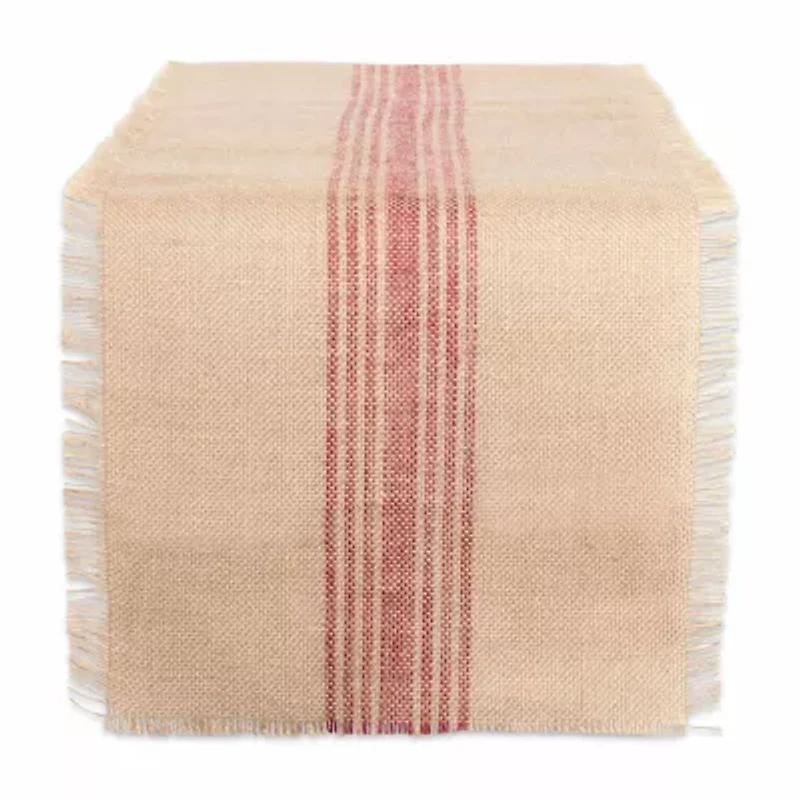Design Imports Mineral Middle Stripe Burlap Table Runner
