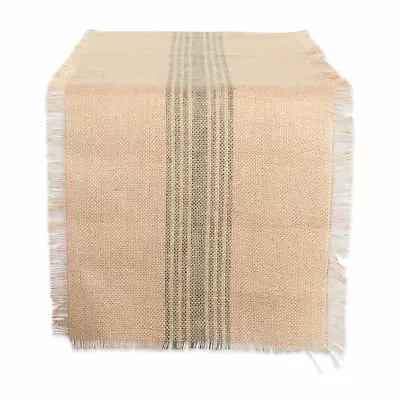 Design Imports Mineral Middle Stripe Burlap Table Runner