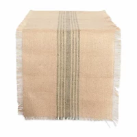 Design Imports Mineral Middle Stripe Burlap Table Runner