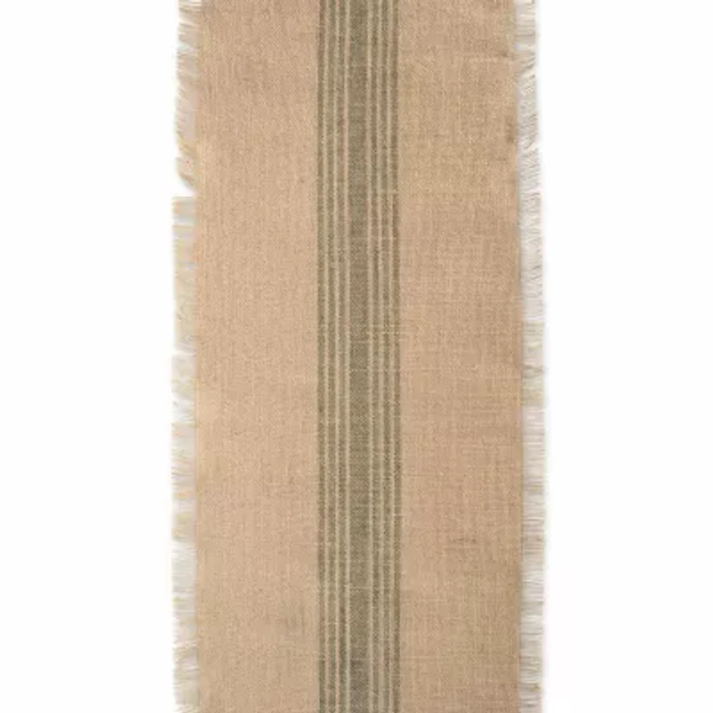 Design Imports Mineral Middle Stripe Burlap Table Runner