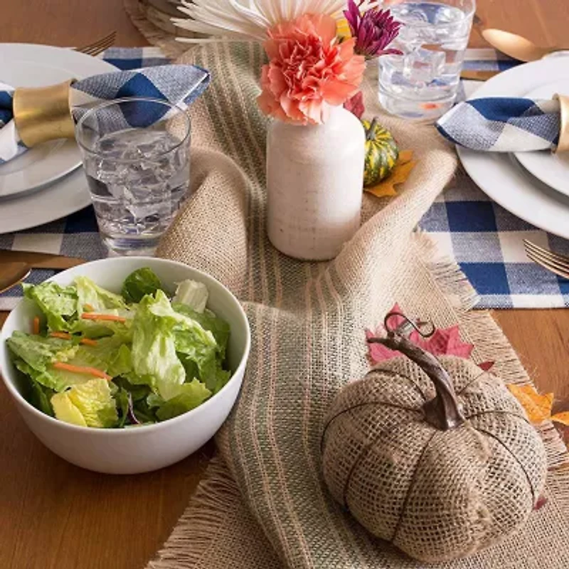 Design Imports Mineral Middle Stripe Burlap Table Runner