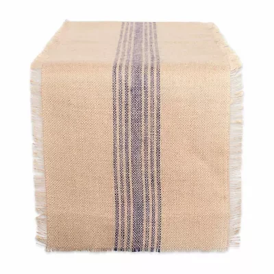 Design Imports Mineral Middle Stripe Burlap Table Runner